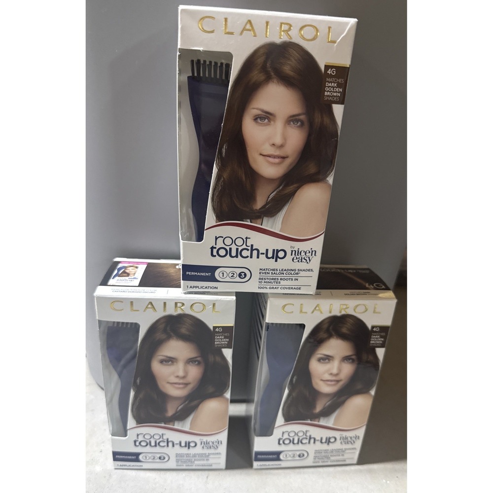 Clairol Root Touch Up Permanent Hair Color Creme 4G Dark Golden Brown Shades X 3
